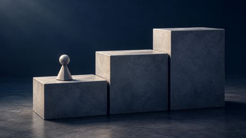 درج من ثلاث كتل متزايدة الارتفاع ومجسم صغير على الأولى