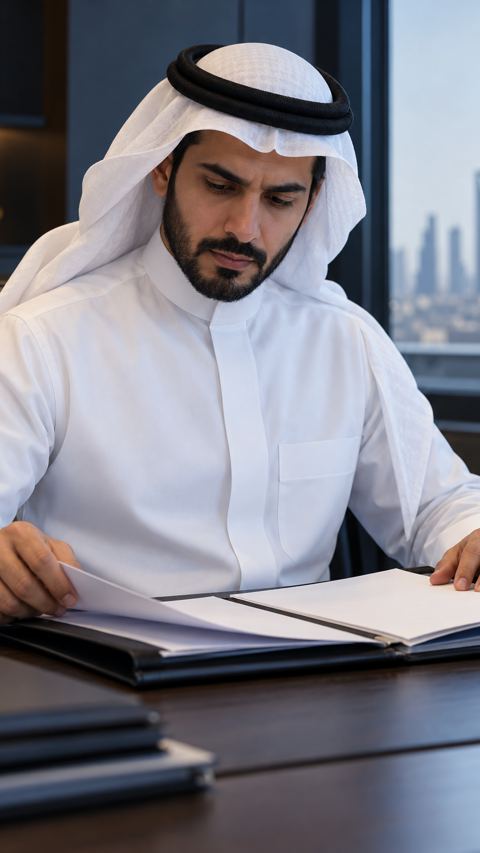 صاحب مشروع سعودي يركز على ملفات عروض أسعار الإنشاء على مكتبه
