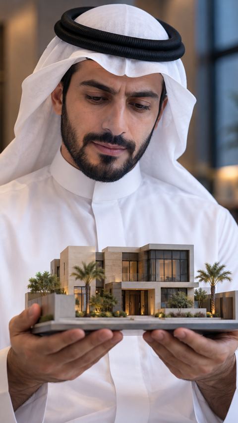 سعودي، صاحب، مبنى، مجسم