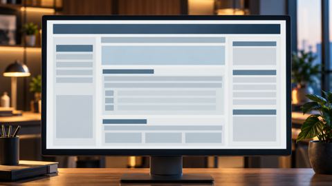 تخطيط مستند منظم على شاشة الكمبيوتر بأقسام رئيسية وفرعية واضحة