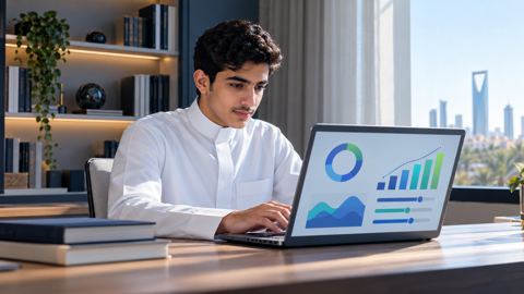 طالب، مكتب، لابتوب، تعلم