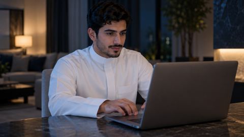 سعودي، رجل، ثوب، موقع إلكتروني