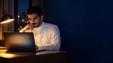 سعودي، رجل، ثوب، مكتب